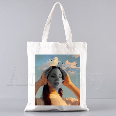 Lana Del Rey Funny Shopping Bag Graphic Tote Harajuku Ženska platnena torba na rame Ženska Ulzzang Eco Large-Capacity