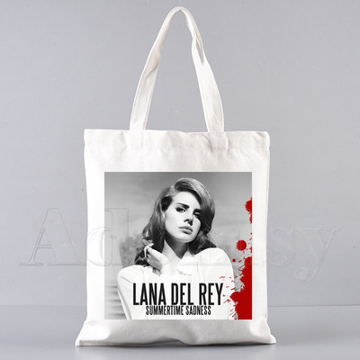 Lana Del Rey Funny Shopping Bag Graphic Tote Harajuku Ženska platnena torba na rame Ženska Ulzzang Eco Large-Capacity