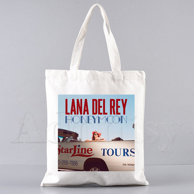 Lana Del Rey Funny Shopping Bag Graphic Tote Harajuku Ženska platnena torba na rame Ženska Ulzzang Eco Large-Capacity