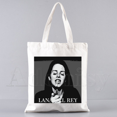 Lana Del Rey Funny Shopping Bag Graphic Tote Harajuku Ženska platnena torba na rame Ženska Ulzzang Eco Large-Capacity