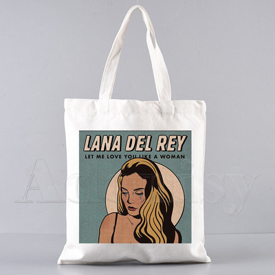 Lana Del Rey Funny Shopping Bag Graphic Tote Harajuku Ženska platnena torba na rame Ženska Ulzzang Eco Large-Capacity