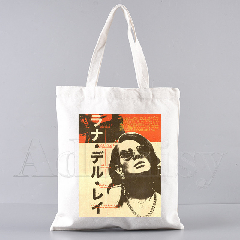 Lana Del Rey Funny Shopping Bag Graphic Tote Harajuku Ženska platnena torba na rame Ženska Ulzzang Eco Large-Capacity