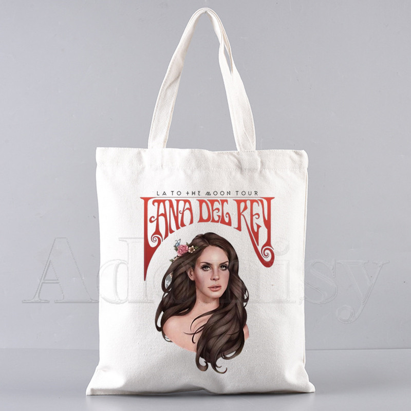 Lana Del Rey Funny Shopping Bag Graphic Tote Harajuku Ženska platnena torba na rame Ženska Ulzzang Eco Large-Capacity