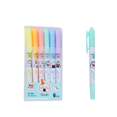 6Pcs/set Cartoon Constellation Printers Šareni dvoglavi fluorescentni marker marker u boji Slatka boja za grafite