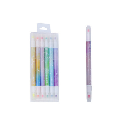 6Pcs/set Cartoon Constellation Printers Šareni dvoglavi fluorescentni marker marker u boji Slatka boja za grafite