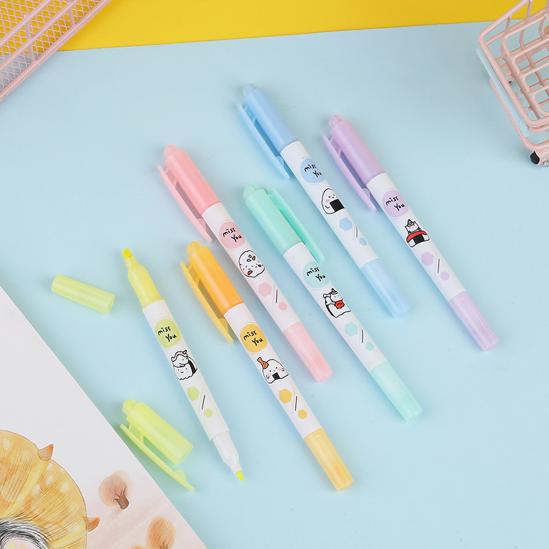 6Pcs/set Cartoon Constellation Printers Šareni dvoglavi fluorescentni marker marker u boji Slatka boja za grafite