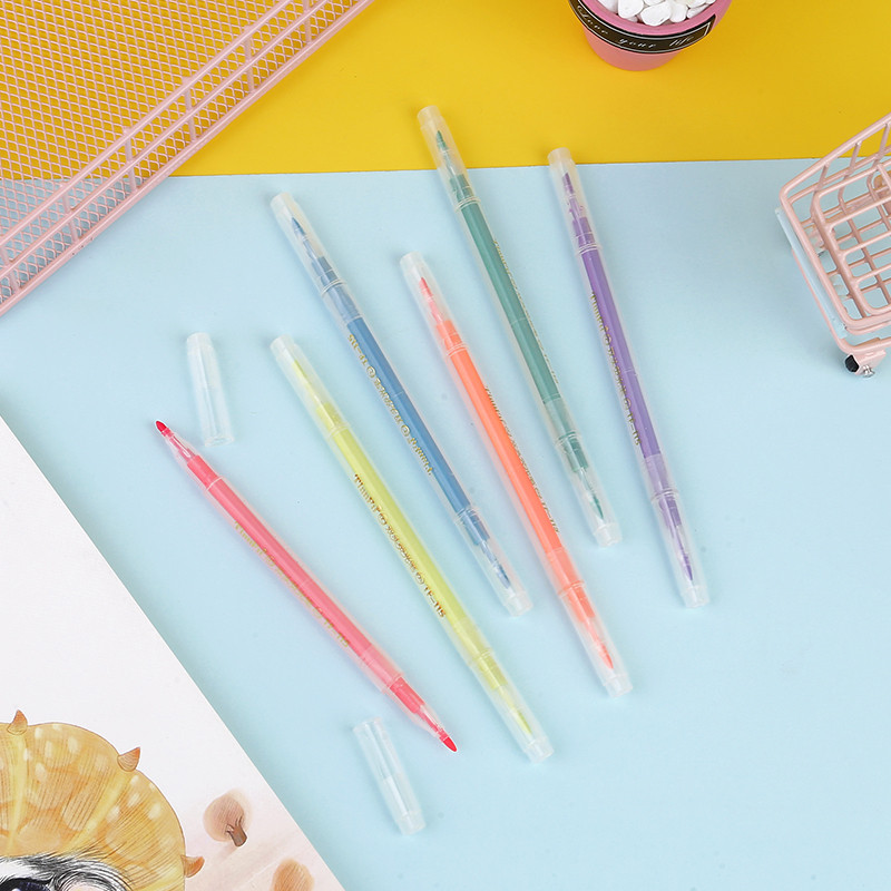 6Pcs/set Cartoon Constellation Printers Šareni dvoglavi fluorescentni marker marker u boji Slatka boja za grafite