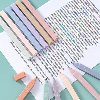 6 бр./компл. Пастелна писалка за маркиране Kawaii Candy Color Флуоресцентна писалка Маркери за лексикон Ученически канцеларски материали Ученически пособия