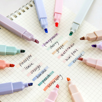 6 бр./компл. Пастелна писалка за маркиране Kawaii Candy Color Флуоресцентна писалка Маркери за лексикон Ученически канцеларски материали Ученически пособия