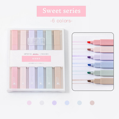 6Pcs/set Pastel Highlighter Olovka Kawaii Candy Color Fluorescentna Olovka Markeri za spomenar Studentski pribor Školski pribor