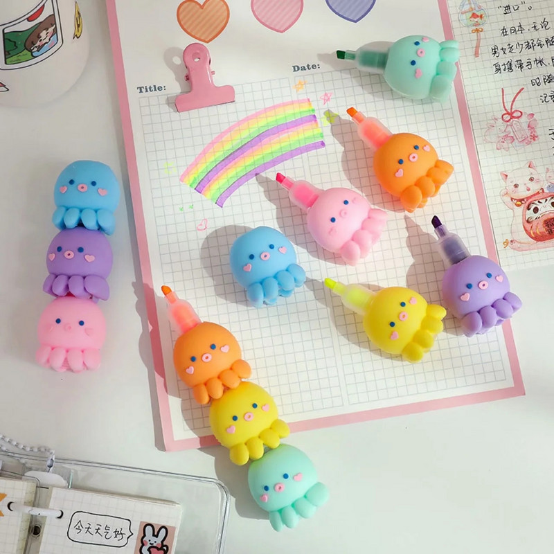 5 Έγχρωμο στυλό φθορισμού Creative Cute Cartoons Octopus Highlighters Στυλό Παιδικά Δώρα Σχολικά Χαρτικά