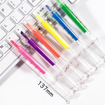 1 τεμ. Kawaii Syringe Highlighter Pen Syringe Needle Shape Mechanical Color Pener for Office School Marker Writing Tool