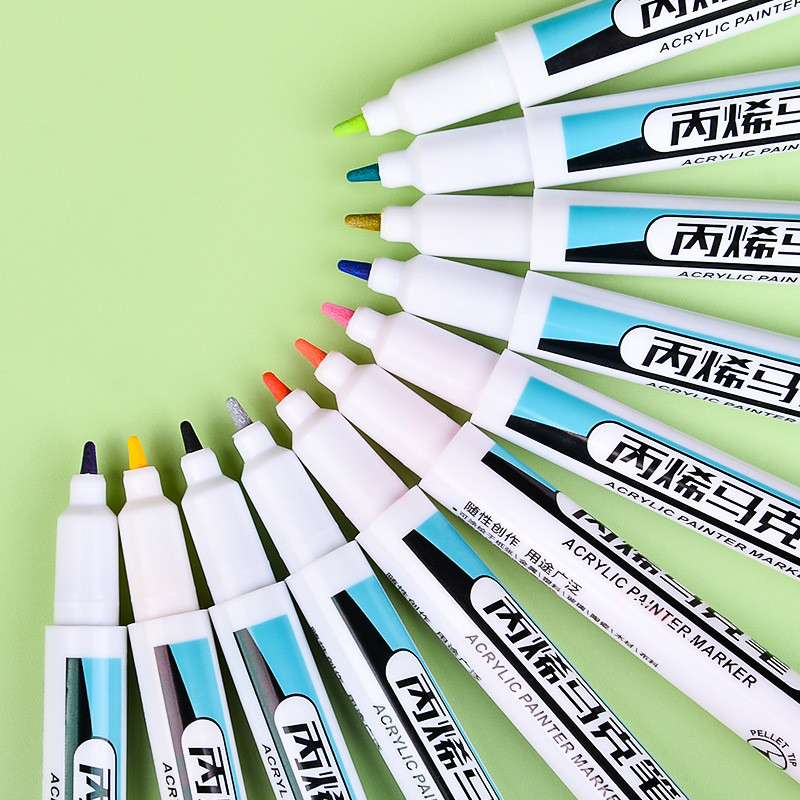 Set de 12 culori Marker acrilic Pictură Diy pentru copii Graffiti Pen Color Marker pe bază de apă