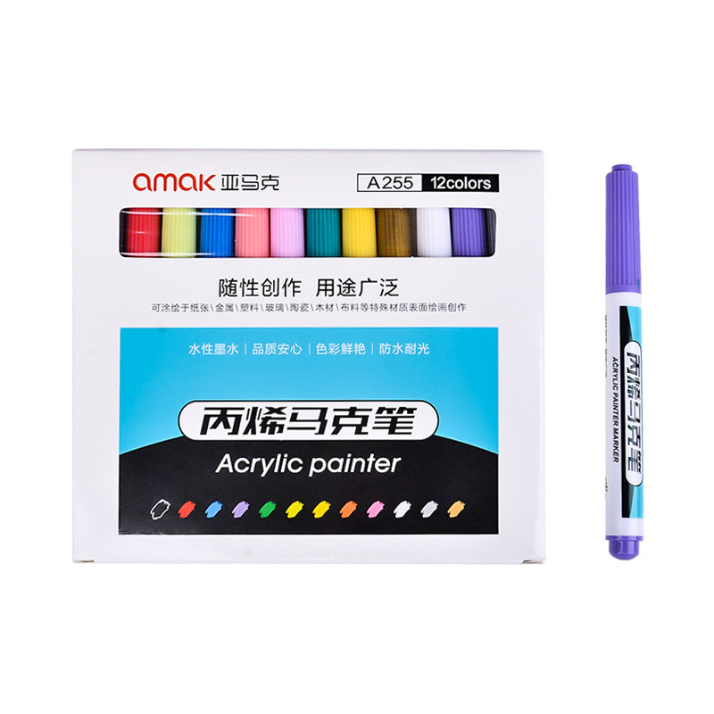 Set de 12 culori Marker acrilic Pictură Diy pentru copii Graffiti Pen Color Marker pe bază de apă