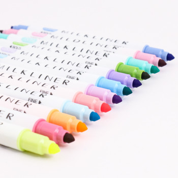 Многоцветна писалка за хайлайтър с един/двоен край Пастелен течен маркер Флуоресцентни хайлайтери Акварелна писалка за рисуване Училище 04428