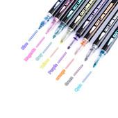 8/12 spalvotas dviejų linijų kontūrų rašiklio rinkinys Metalinės spalvos magiškas žymeklio rašiklis, skirtas dailės tapybai, rašymui mokykliniai reikmenys