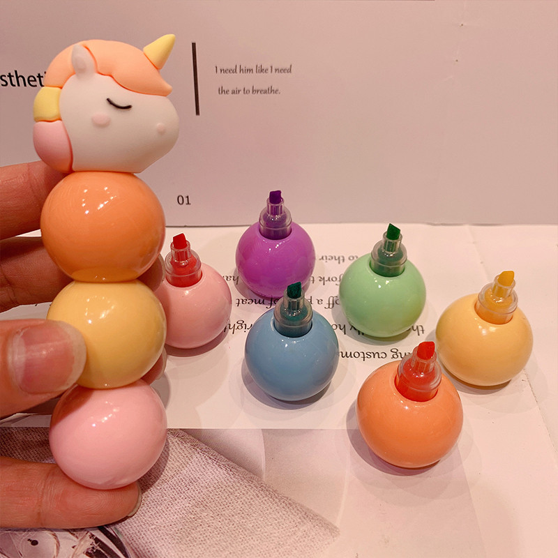 1 buc. Blocuri de construcții îmbinare 3 în 1 culori Unicorn Avocado Moș Crăciun Evidențiere pentru student Artă Desen Marker Pen Cadouri noutate