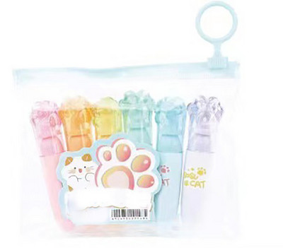 6 ks kreslených farebných zvýrazňovačov, sada fixiek, kawaii kriedových fixiek, kresliace kancelárske potreby, Escolar Papelaria.