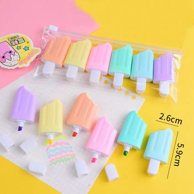 6tk Cartoon Cartoon värviline marker pliiatsid Kawaii kriit marker pliiatsid Joonistus Kirjatarbed Escolar Papelaria Supplies