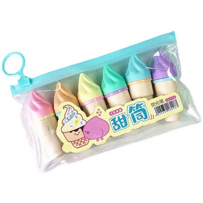 6 ks kreslených farebných zvýrazňovačov, sada fixiek, kawaii kriedových fixiek, kresliace kancelárske potreby, Escolar Papelaria.