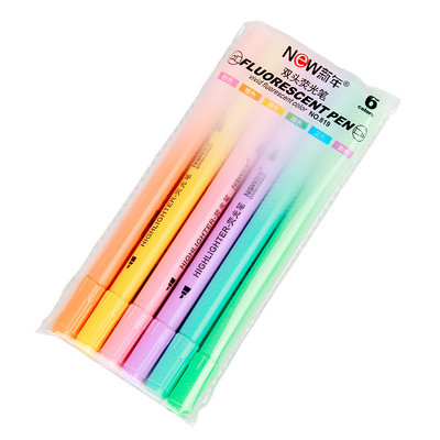 6 db dupla hegyű kiemelő toll Kawaii Macaron színes manga markerek barkácsnapló pasztell fluoreszcens tollkészlet koreai írószer