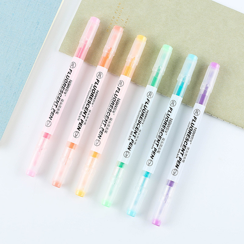 6 db dupla hegyű kiemelő toll Kawaii Macaron színes manga markerek barkácsnapló pasztell fluoreszcens tollkészlet koreai írószer