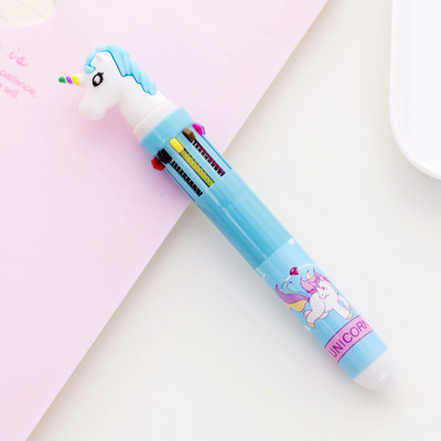 Novost 10 boja u 1 Unicorn kemijska olovka Silika Rainbow Kawaii kemijska olovka za djecu Poklon Kreativni materijal Školski pribor