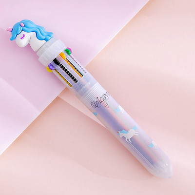 Novost 10 boja u 1 Unicorn kemijska olovka Silika Rainbow Kawaii kemijska olovka za djecu Poklon Kreativni materijal Školski pribor