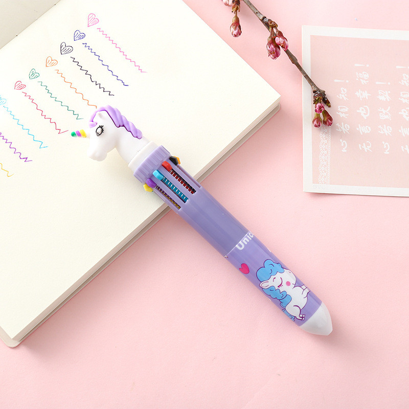 Novost 10 boja u 1 Unicorn kemijska olovka Silika Rainbow Kawaii kemijska olovka za djecu Poklon Kreativni materijal Školski pribor