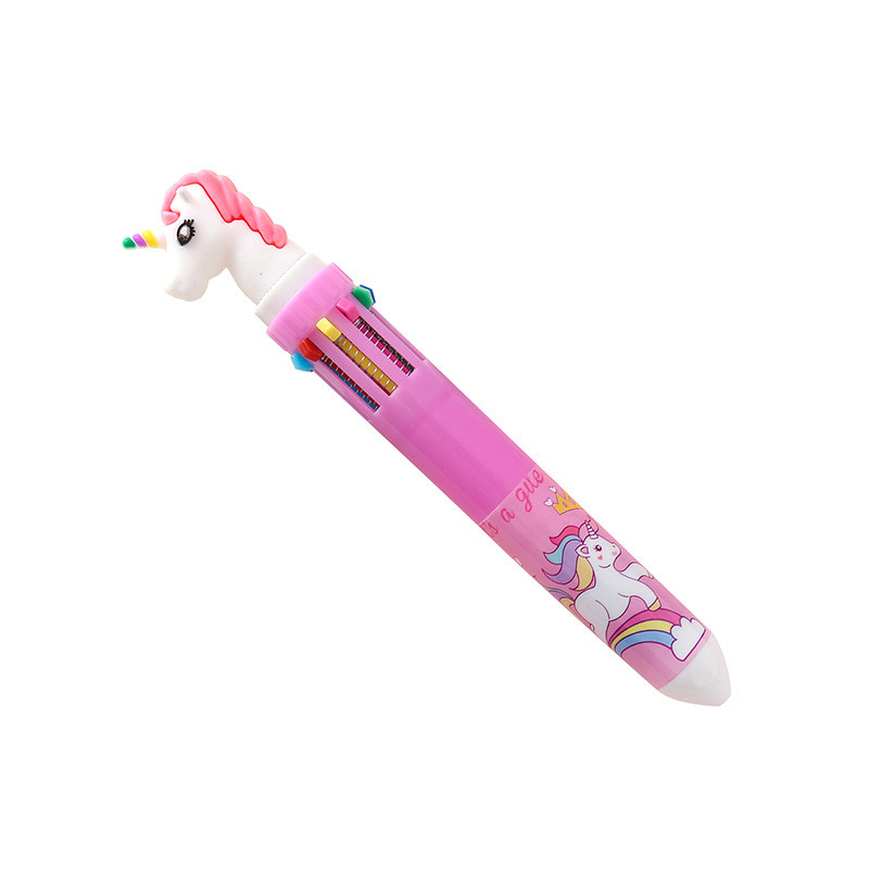 Novost 10 boja u 1 Unicorn kemijska olovka Silika Rainbow Kawaii kemijska olovka za djecu Poklon Kreativni materijal Školski pribor