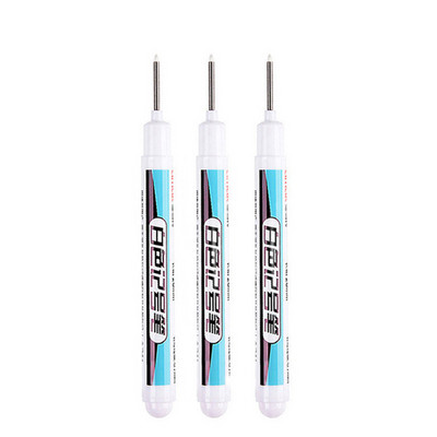 Haile 0,7 mm Marcator cu vopsea albă, 20 cm Set de pixuri cu găuri adânci, Pixuri uleioase permanente rezistente la apă pentru plăci de sticlă, lemn de rocă, metal