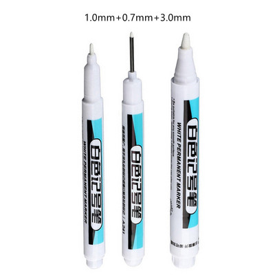 Haile 0,7 mm Marcator cu vopsea albă, 20 cm Set de pixuri cu găuri adânci, Pixuri uleioase permanente rezistente la apă pentru plăci de sticlă, lemn de rocă, metal