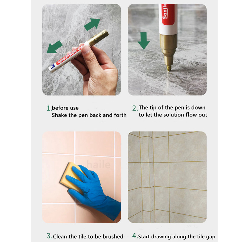 Haile bijeli vodootporni marker za pločice Olovka za fugiranje Olovka za zidne šavove 10 boja po izboru, za pločice Pod Kupaonica Dekontaminacija Popravak šavova