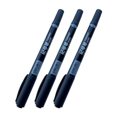 3Pcs Visokokvalitetne vodootporne trajne dvostruke vrhove 0,5/1,0 mm Pero Crno Plavo Crveno Umjetničke flomasteri Studentski školski uredski pribor