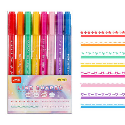 8Pcs dvostruka olovka za označavanje krivulje u obliku cvijeta Curve Line Markeri za grafite Višestruki oblici Markeri Olovka za pisanje