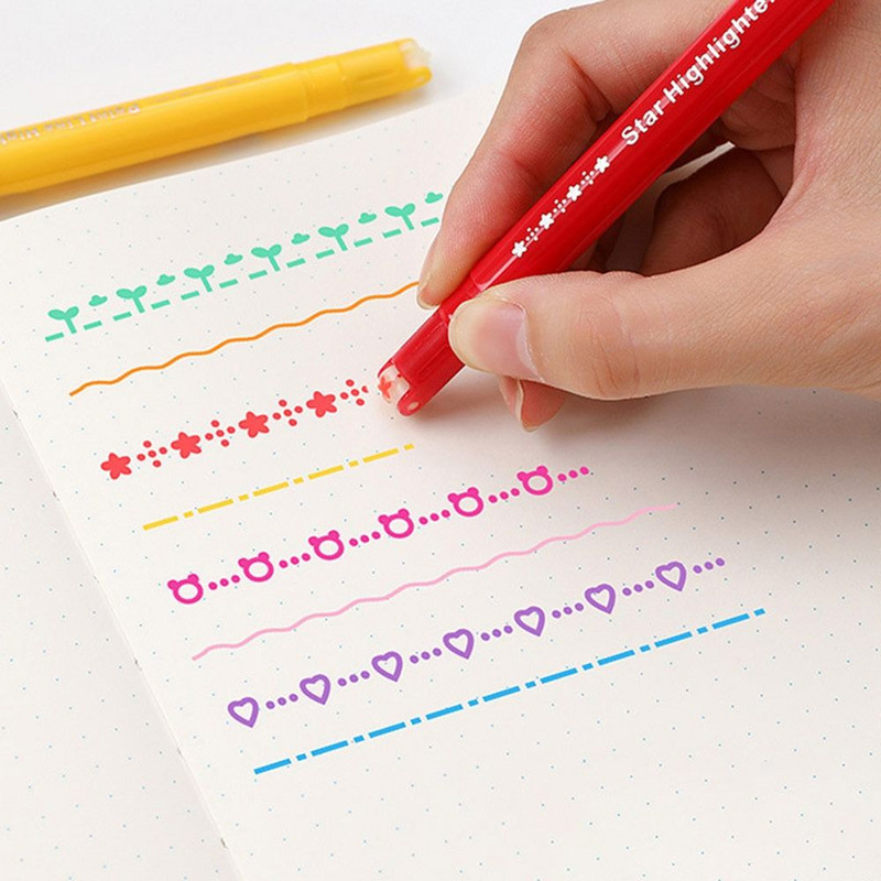 8Pcs dvostruka olovka za označavanje krivulje u obliku cvijeta Curve Line Markeri za grafite Višestruki oblici Markeri Olovka za pisanje