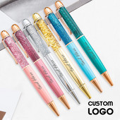 Prilagođeni logotip zlatne kemijske olovke u prahu Nauljene metalne kristalne gel olovke za školske uredske materijale Veleprodaja