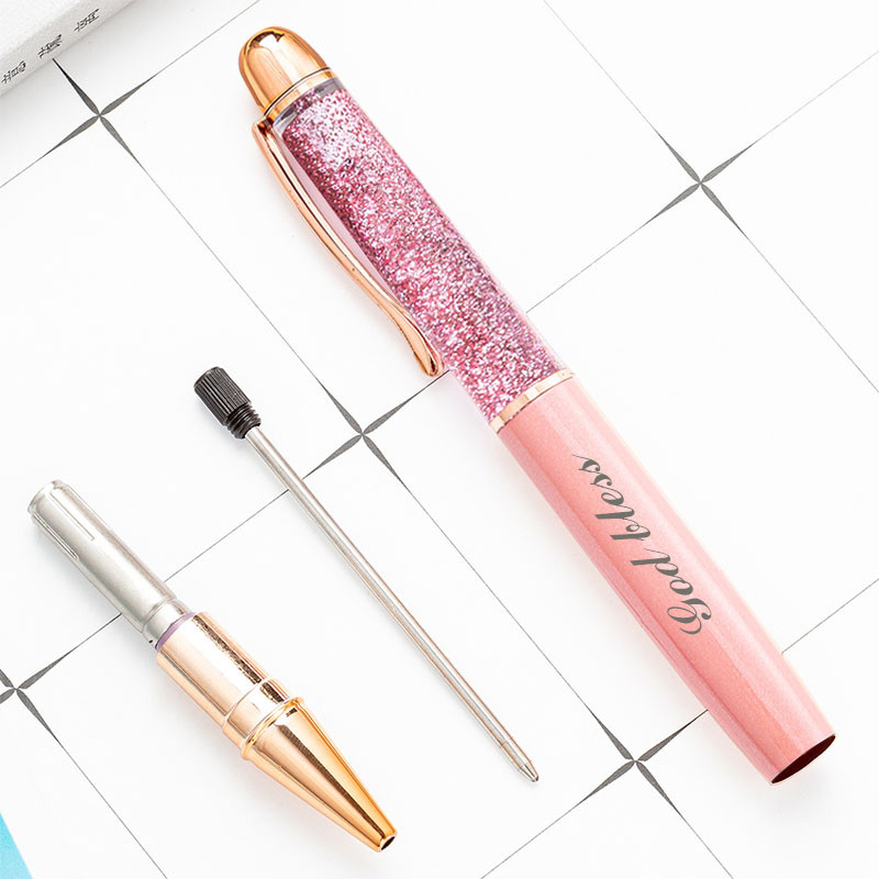 Prilagođeni logotip zlatne kemijske olovke u prahu Nauljene metalne kristalne gel olovke za školske uredske materijale Veleprodaja