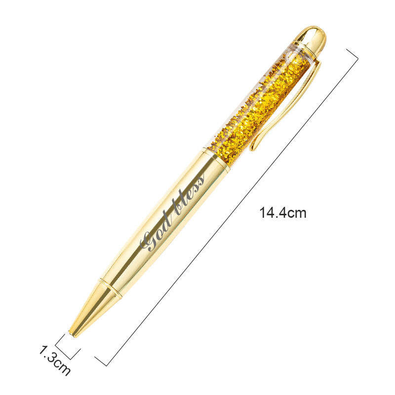 Prilagođeni logotip zlatne kemijske olovke u prahu Nauljene metalne kristalne gel olovke za školske uredske materijale Veleprodaja