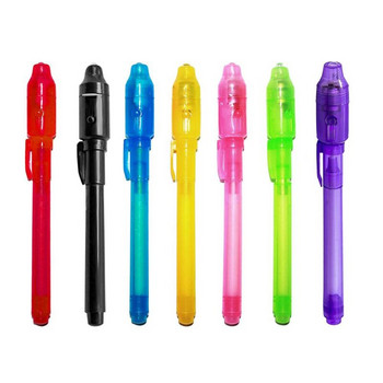 Невидима флуоресцентна писалка с лилава светлина, електронен детектор на банкноти, креативна ултравиолетова магическа мастилена лампа, писалка, хайлайтър