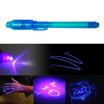 Невидима флуоресцентна писалка с лилава светлина, електронен детектор на банкноти, креативна ултравиолетова магическа мастилена лампа, писалка, хайлайтър
