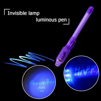 Invisible Fluorescent Pen Led Purple Light Ηλεκτρονικός ανιχνευτής τραπεζογραμματίων Creative Ultraviolet Magic Ink Lamp Pen Highlighter