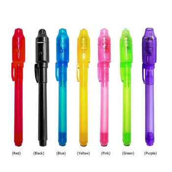 Invisible Fluorescent Pen Led Purple Light Ηλεκτρονικός ανιχνευτής τραπεζογραμματίων Creative Ultraviolet Magic Ink Lamp Pen Highlighter