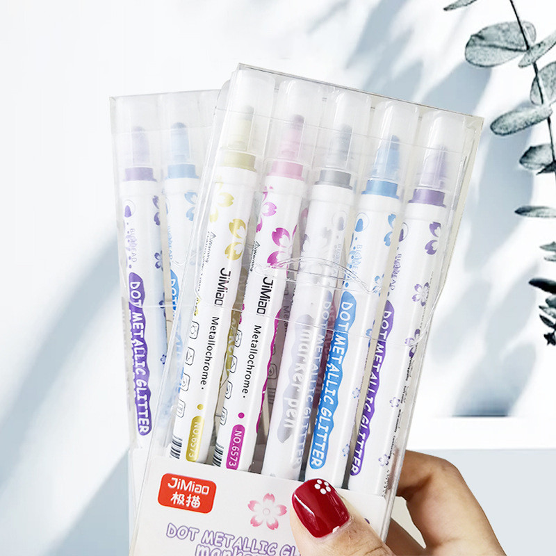 Marker s dvostrukim vrhom Točkasti metalni markeri Studentsko slikanje Grafiti Pribor za pisanje Šareni kawaii crtež Fluorescentna olovka