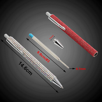 1 ΤΕΜ Crystal Crystal Ballpoint Pen Press Style Luxury Crystal Pens for School Office Business Gift G2 Refill 0,7mm Μαύρο Μπλε