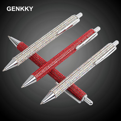 1 ΤΕΜ Crystal Crystal Ballpoint Pen Press Style Luxury Crystal Pens for School Office Business Gift G2 Refill 0,7mm Μαύρο Μπλε