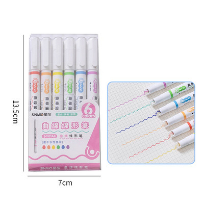 3/6 τμχ στυλό Wave Line Highlighter for School Key Marker Roller Tip Liner Creative Pens Επιστολόχαρτα Είδη γραφείου E6253
