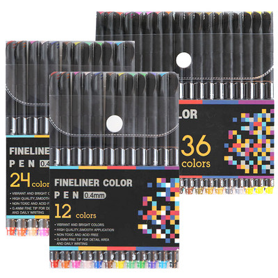36/24/12 boja Fineliner olovke Art Markes Fine Line Coloring za pisanje skica Crtanje Bilješke Bojanje Fine Point markeri