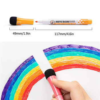 Химикалки за бяла дъска с 8 цвята, магнитна химикалка на водна основа с фин връх и изтриваема капачка, дома за рисуване на деца с магнит, училищен офис