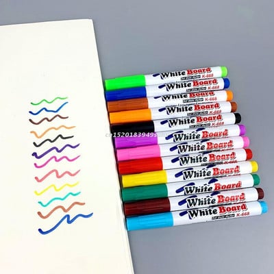 12 värvi tahvli markerid Kustutavad värvilised markerpliiatsid Vedelad kriidipliiatsid koolikontori tahvlile tahvel